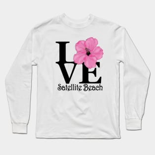 Satellite Beach LOVE Pink Hibiscus Long Sleeve T-Shirt